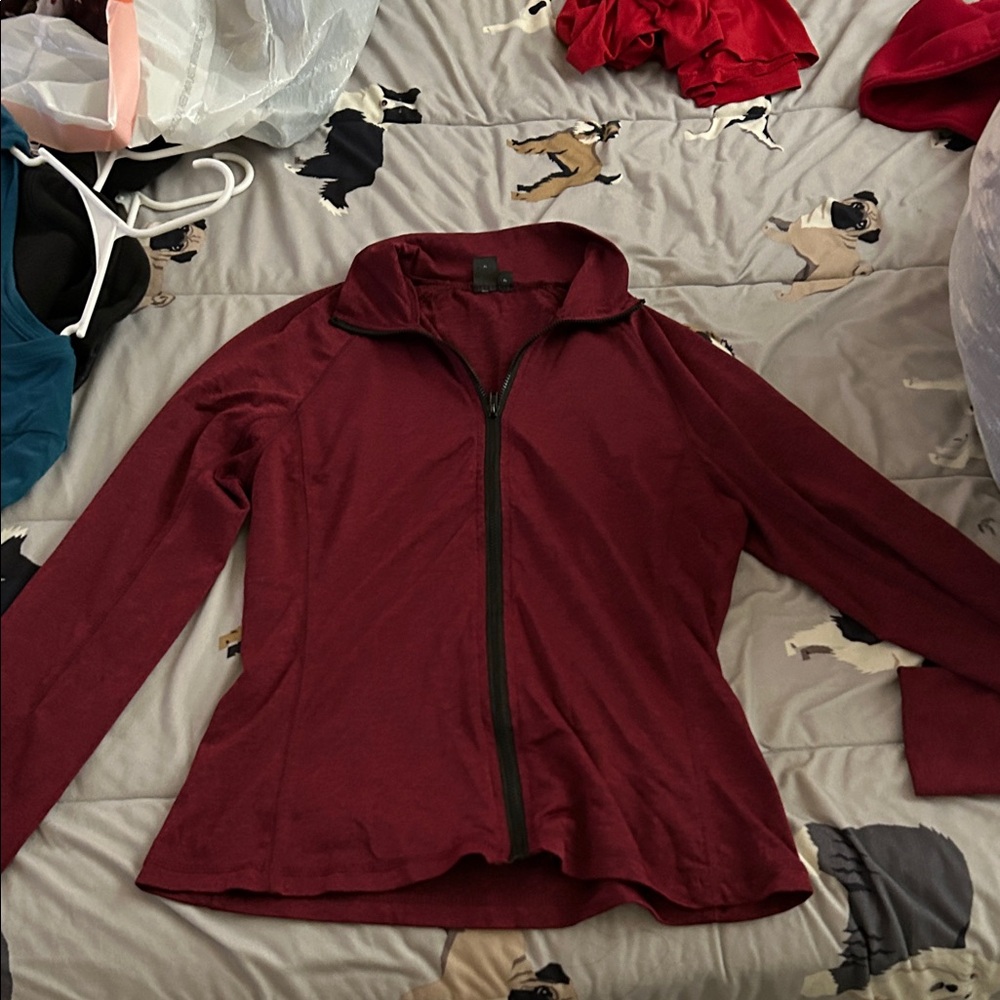 SHEIN Deep Red Zip-Up Jacket